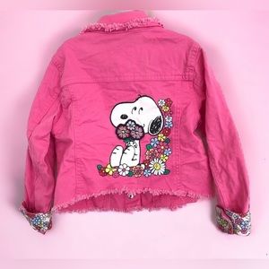 365 kids Peanuts pink toddler Jean jacket floral snoopy size 5